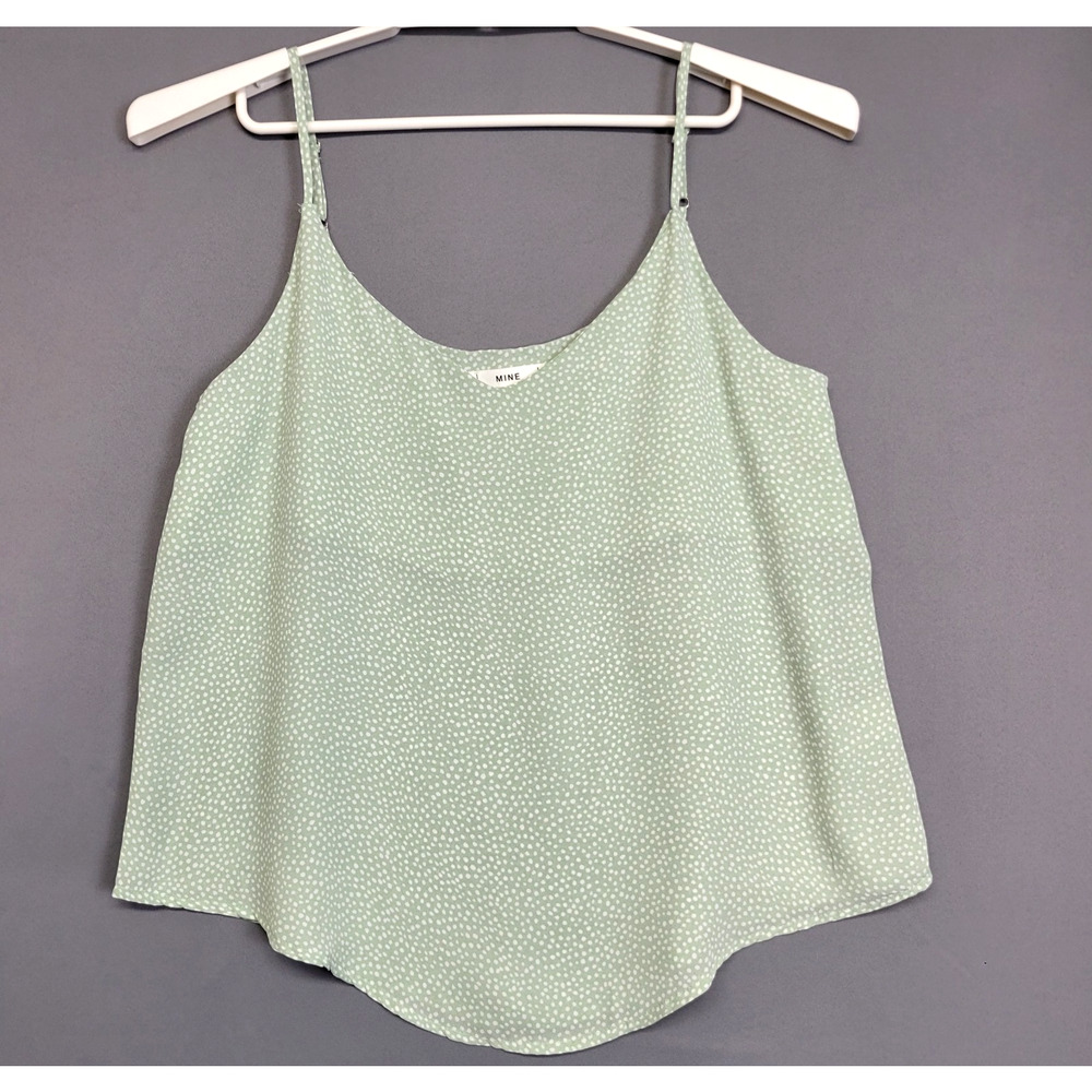 MINE for Anthropologie Camisole Polka Dot Tank Top Womens Small Green White NWOT